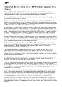 Gobierno de Colombia y Farc-EP firmaron acuerdo final de paz