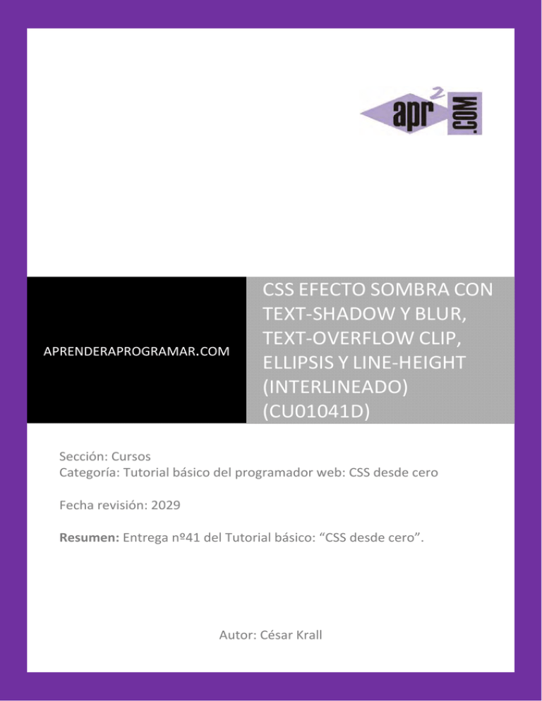 CU01041D css efecto sombra textshadow textoverflow line