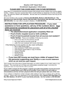 Skyline CAP Head Start Enrollment Application Information