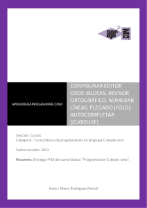 CU00516F configurar codeblocks escritura codigo numerar lineas