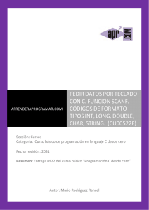 CU00522F pedir datos por teclado lenguaje c codigos formato int