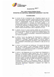 Acuerdo No. 0917 - Ministerio de Justicia, Derechos Humanos y