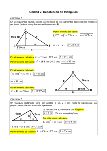 Solucionario ejercicios de Resolución de Triángulos