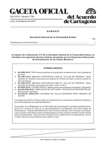 Gaceta Oficial 1799 - Oficialización de Normas Andinas