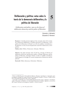 Deliberación y política: notas sobre la teoría de la democracia