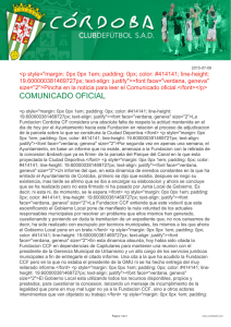 comunicado oficial - Fundación Córdoba C. F.