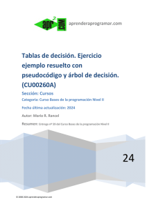 CU00260A Ejercicio ejemplo resuelto tablas decision pseudocodigo