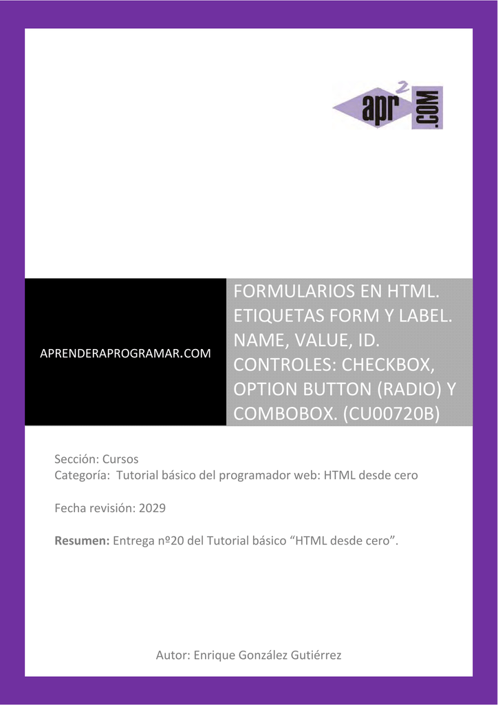 CU00720B Formularios HTML etiqueta form label checkbox option