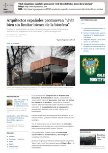 Arquitectos españoles promueven "vivir bien sin limitar bienes de la