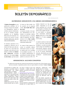 Boletín Demográfico, 20 de Marzo de 2014, Maternidad Adolescente