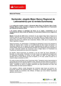 Santander, elegido Mejor Banco Regional de Latinoamérica por la
