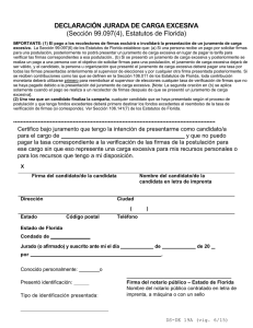 DECLARACIÓN JURADA DE CARGA EXCESIVA (Sección 99.097