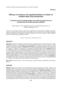 Efficacy of essence oil supplementation to feeds on volatile fatty acid
