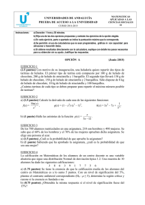 Examen resuelto de Selectividad Andalucía Matemáticas Ciencias