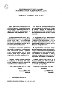 COMISION PONTIFICIA PARA LA INTERPRETACION AUTENTICA