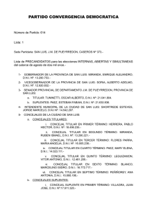 partido convergencia democratica - Justicia Electoral de la Provincia