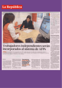 Trabajadores independientes serán incorporados al sistema de AFPs