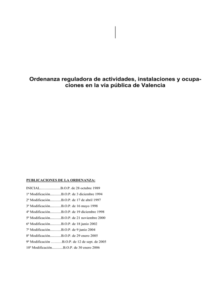 Ordenanza Reguladora De Actividades, Instalaciones Y Ocupa