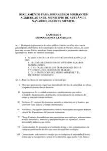 Reglamento para Jornaleros Migrantes Agrícolas.