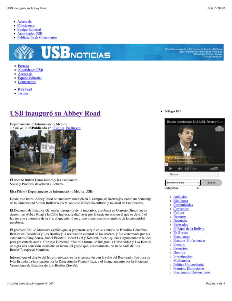 Abbey Road Prof usb ve Universidad Sim n Bol var
