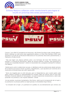 Exhorta Maduro a afianzar unión revolucionaria para lograr el