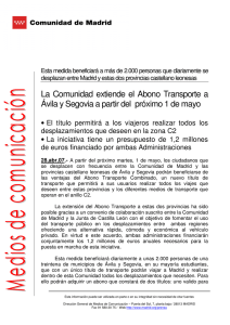 La Comunidad extiende el Abono Transporte a Ávila y Segovia a