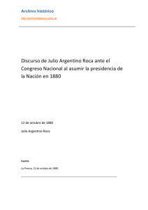 Discurso de Julio Argentino Roca ante el Congreso