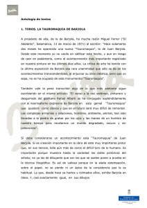 Antología de textos 1. TOROS. LA TAUROMAQUIA