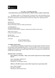 Concurso Oficial de Aceite de Oliva Virgen Extra Agrocanarias 2016
