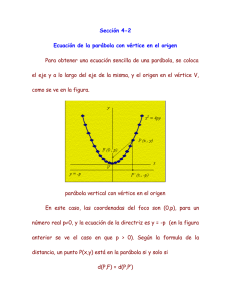 Sección 4-2 Ecuación de la parábola con vértice en el origen Para