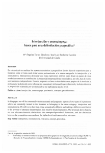lnterjección y onomatopeya: bases para una delimitación pragmática1