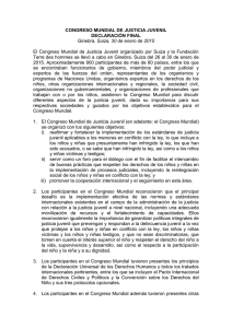 CONGRESO MUNDIAL DE JUSTICIA JUVENIL DECLARACIÓN