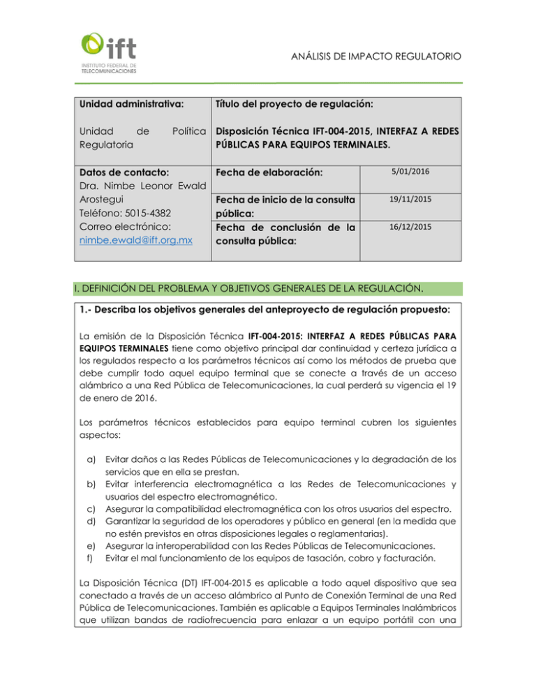 Análisis De Impacto Regulatorio