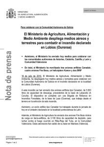 Nota de prensa - Ministerio de Agricultura, Alimentación y Medio