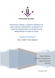Universidad de Lleida Intervención dirigida a población diabética de
