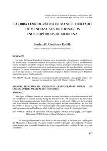 La obra lexicográfica de Manuel Hurtado de Mendoza