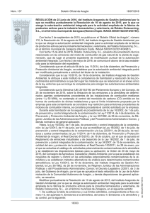 RESOLUCIÓN de 22 junio de 2016, del Instituto Aragonés de