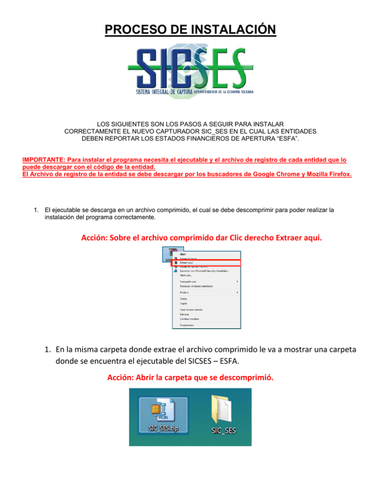 proceso de instalación