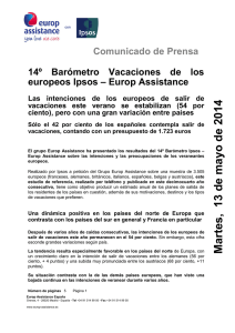 14º Edición del Barómetro Vacaciones Ipsos