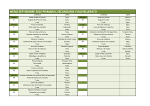 MENÚ SEPTIEMBRE 2016 PRIMARIA, SECUNDARIA Y