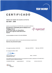 ISO 9001:2008 - Egarsat Sociedad de Prevención