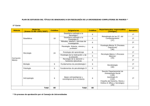 plan de estudios del grado en psicologa con asignaturas