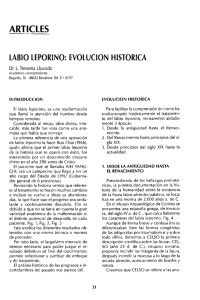 LABIO LEPORINO: EVOLUCION HlSTORlCA