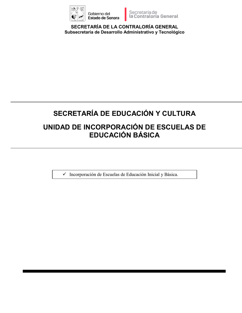 Incorporación De Escuelas De Inicial Y Educación Básica.