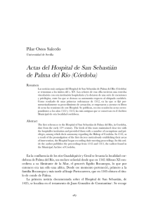 Actas del Hospital de San Sebastián de Palma del Río (Córdoba)