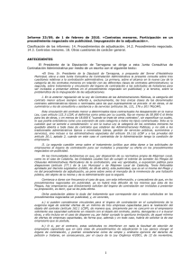 Informe 33/09, de 1 de febrero de 2010. «Contratos - e