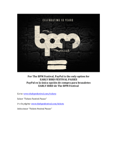 For The BPM Festival, PayPal is the only option for EARLY BIRD