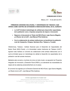 Firmaron Convenio INCA Rural y Universidad de Tabasco que