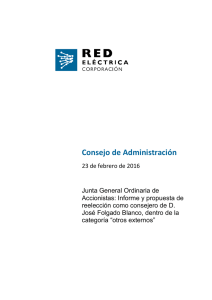 Informe sobre la propuesta de reelección como consejero de D