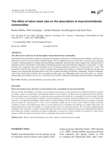 Effect sieve mesh size on description macroinvertebrate communities
